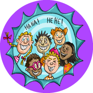 An illustration of lots of kids laughing